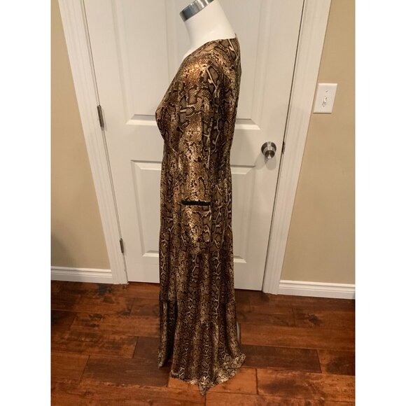 Muche Muchette Brown Snakeskin Print Long Sleeve Maxi Dress, One Size - Picture 5 of 7